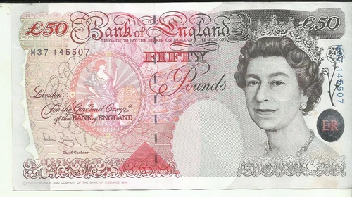 UK ENGLAND GREAT BRITAIN 50 POUNDS P 388. UNC CONDITION. 9GX 30DES