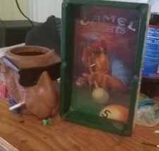 Vintage 1992 Cigarettes Joe Camel "Pool Table " Ashtray & Can Cooler 