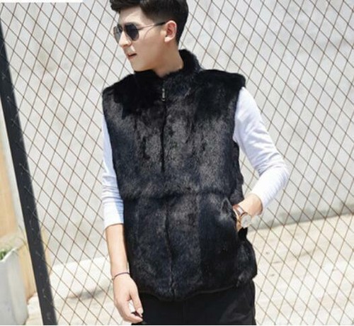 Winter Mens Real Genuine Rex Rabbit fur 