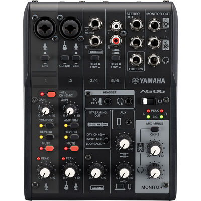 Yamaha AG06 MK2 | 6-Kanal-Mixer mit USB-C Anschluss | Streaming | Loopback | DSP