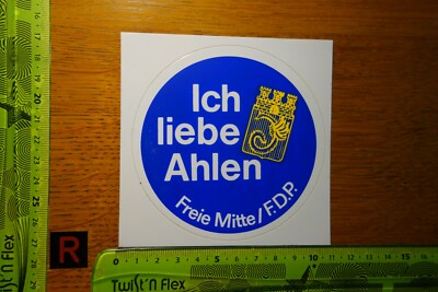 Alter Aufkleber Politik Partei FDP Freie Mitte Ich liebe Ahlen