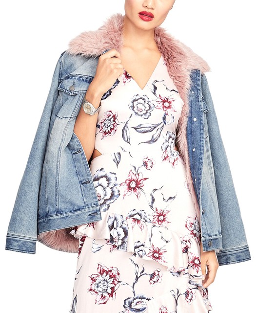 faux fur lined denim jacket