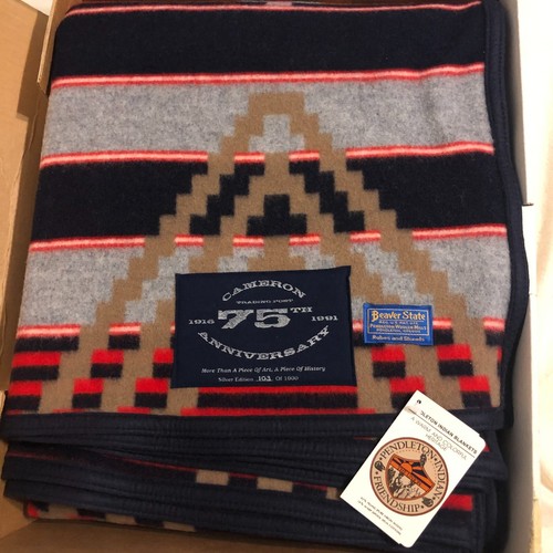 Vintage Wool Pendelton Atkinson Silver Edition Blanket 64" x 80" 103/