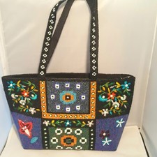 Beaded Vintage Purse Handbag Bright Colorful Glass Beads All Over Beads