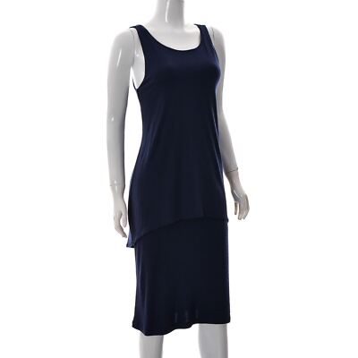 Marc O'Polo Womens Midi Long Back Layered Peplum Sleeveless Dress Dark Blue  | eBay
