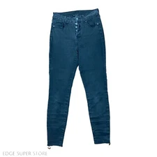 Rewash Leg Black Cut Off Slim Leg Button Up Faded Denim Pants Jeans Size 28 - 7