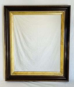 Vintage Wood Wall Mirror with Gold Accent Classic Style