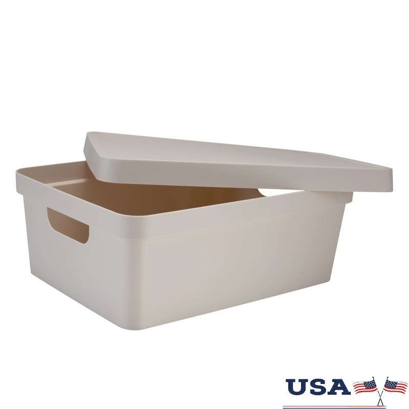 Stackable Nesting Storage Box with Lid and Handles for Toys Shoes Home Decor