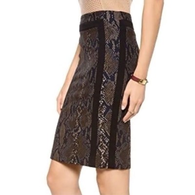 Diane Von Furstenberg reptile snake print knee length pencil skirt sz 10 b67