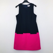 Eliza J Women 10 Dress Polka Dots Colorblock Faux Pockets Navy Blue Pink NWT P3