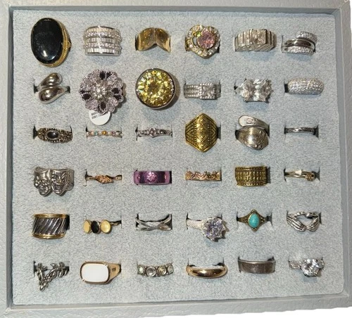 Vintage to Modern Ring Lot 36 Total Costume Jewelry