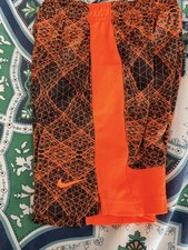 Nike Boys 7 Large Basketball Shorts Orange Black Youth Dri Fit Swoosh