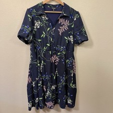 Kensie Floral Polka Dot Dress Puff Sleeve Tiered Collared Garden Tea Party Sz 12