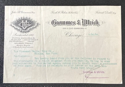 CHICAGO & LAWRENCEBURG, KY ~ GROMMES & ULLRICH, Liquors, 3 Letterheads 1895-1906