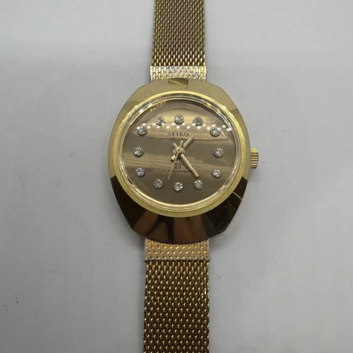 Vintage Seiko Electra 23 Diamond Dial Mechanical Mens Gold Tone 70s Watch Works