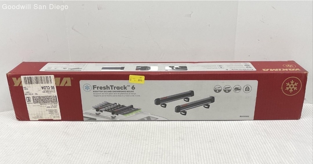 Yakima FreshTrack 6 Universal Car Roof Ski and Snowboard Rack, Black (Open Box)