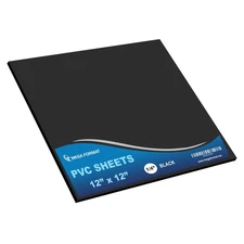 Expanded PVC Sheet 12x12 Inch Black 1/4 Inch 6mm Thick Rigid Plastic Board