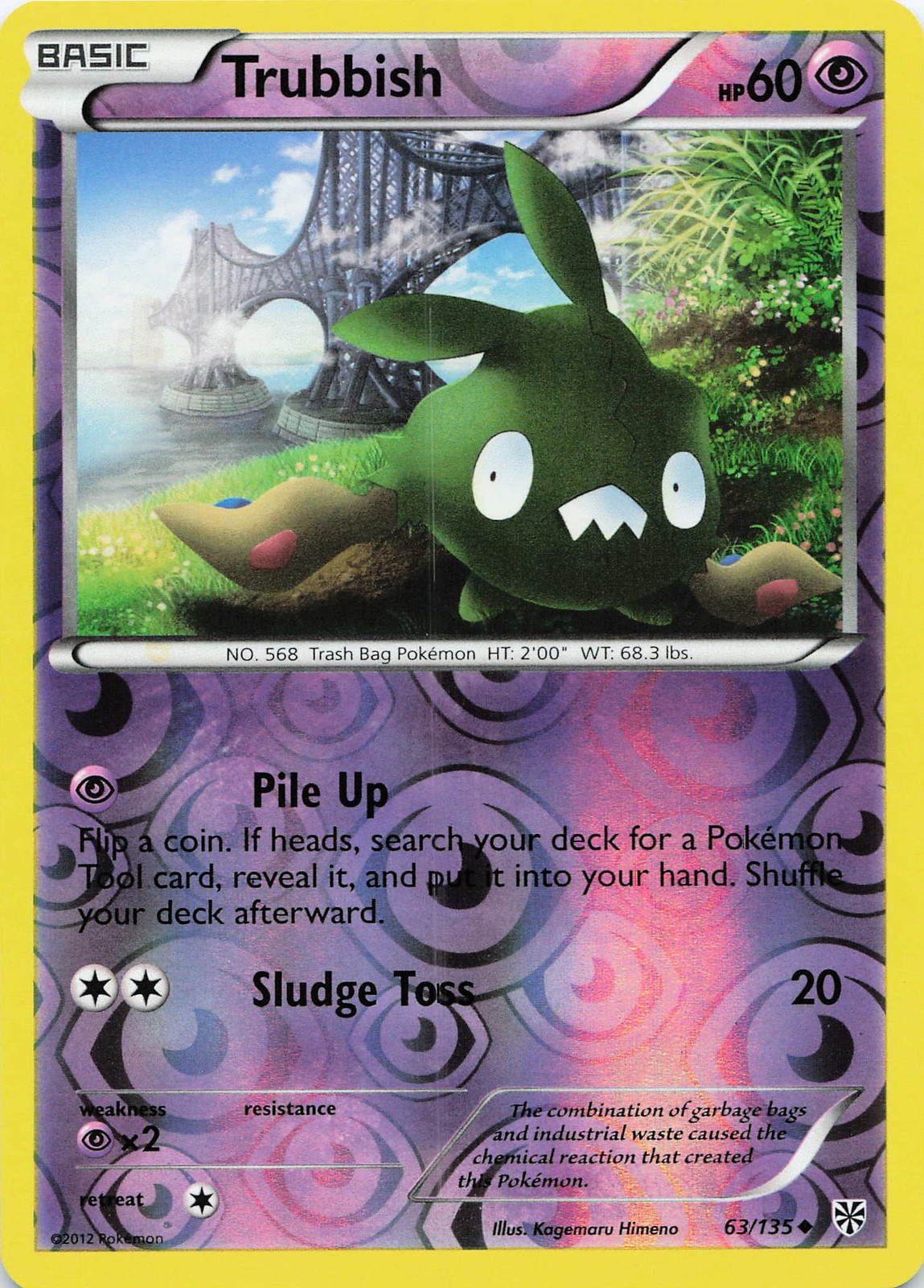 Pokemon Trubbish (63) Uncommon Reverse Holo Plasma Storm #63/135 NM