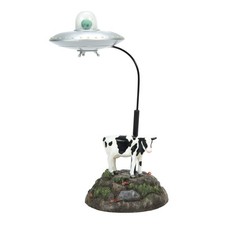 Department 56 Village Accessories Halloween UFO Cow Animated Figurine 9.4 Inch