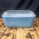 Vintage Pyrex Blue Refrigerator Dish 502-B w/Ribbed Glass LID 502-C