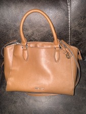 Nine West Brown Medium Satchel Top Handle Zip Detachable Strap Inner Pockets