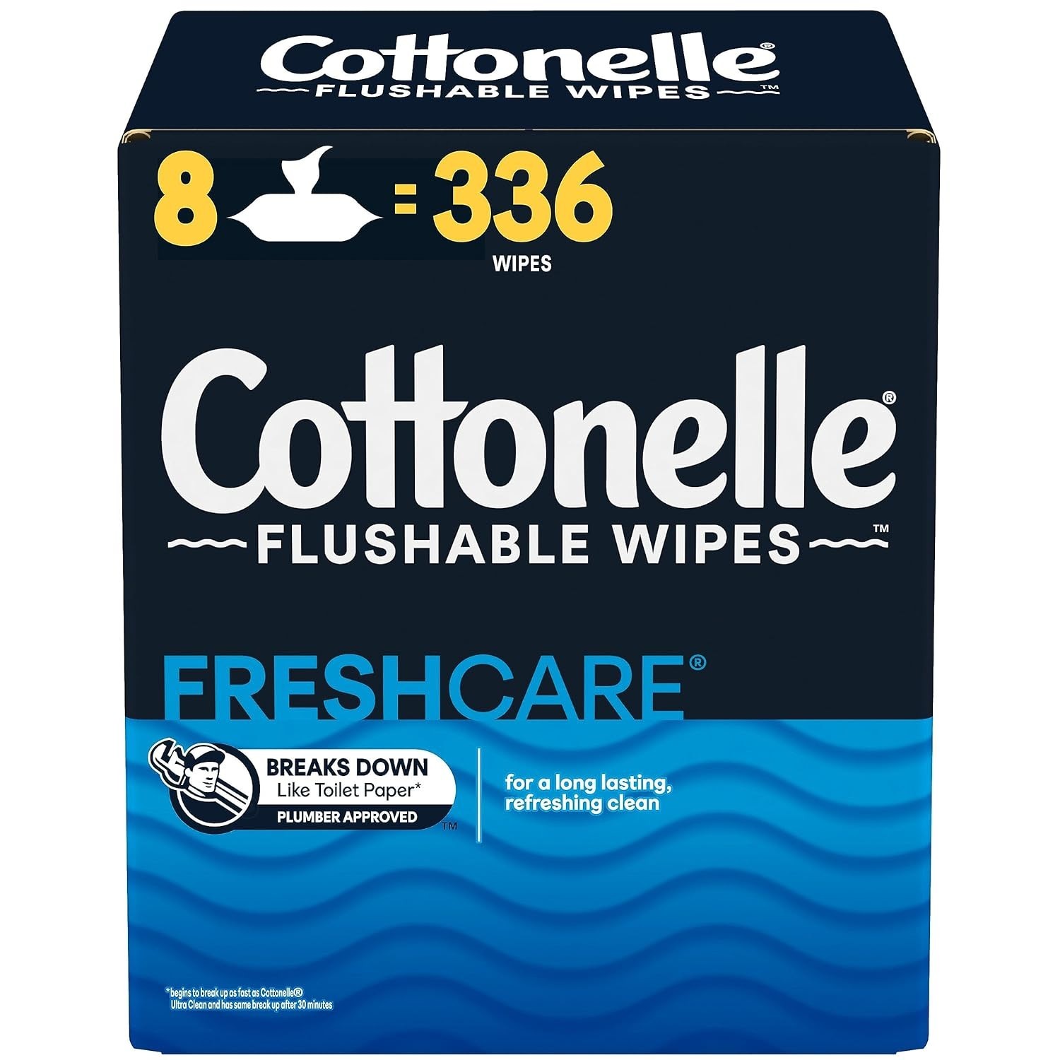 336 Total Soft and Gentle Flushable Wipes in 8 Convenient Flip-Top Packs