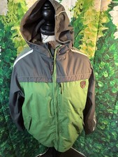 Protection System Boys Green Gray Jacket Large 14-16 Pockets Hood Full Zip