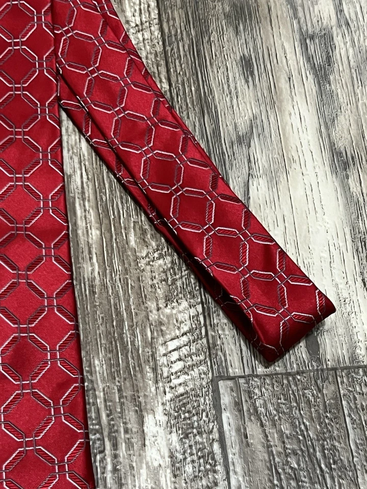 Corbata de cuello Donald J Trump Signature Collection 100 % seda hecha a mano roja geométrica Foto 3 de 4
