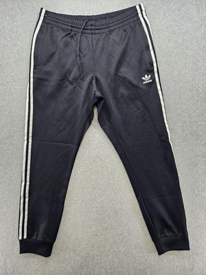 Adidas Track Pants Mens Large Black 3-Stripes Originals Trefoil Joggers Cuffed