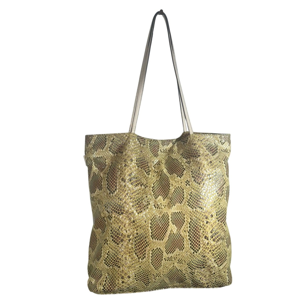 Sorial Gold Snakeskin Embossed Leather Tote Bag Shoulder Shopper