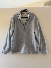 Orvis Men's Quarter Zip Pullover Sherpa Fleece Lined Light Gray Sweater Size XXL