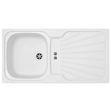 Liquida CMP5WH 1.0 Bowl Reversible Inset White Kitchen Sink With Waste Kit