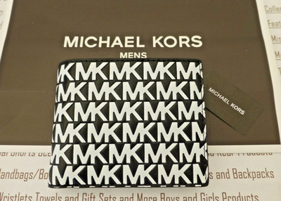 MICHAEL KORS Bifold Geldbörse Herren Schwarz Gepäck Leder Coin Man Geldbörsen NEU R£110