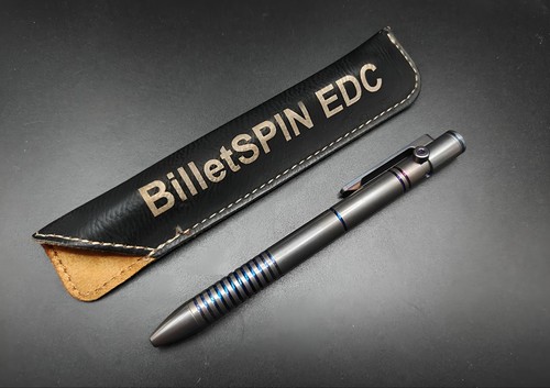 BilletSpin EDC Titanium Thunderstorm CamPen - Right Hand ohto parker 0.7