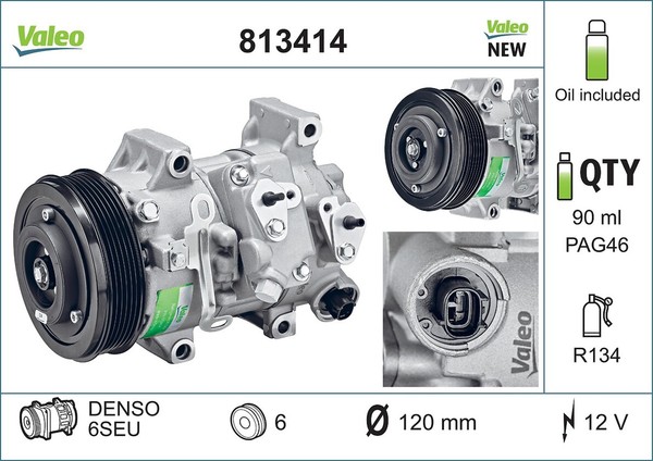Kompressor Klimaanlage Valeo CORE-FLEX 813414 FüR Verso Toyota Corolla Auris 12V-image