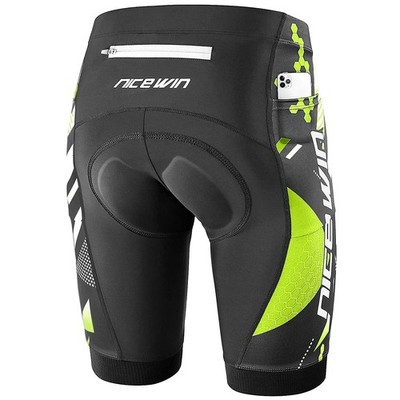 NICEWIN Herren Radlerhose Shorts Fahrradhose Sitzpolster Schwarz/Grün, 2XL