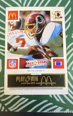 1986 McDonald's Play & Win - All-Star Team Joe Jacoby Black Tab - FREE SHIPPING