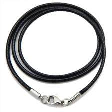Waterproof Braided Leather Chain Cord Necklace with Stainless Steel Clasp