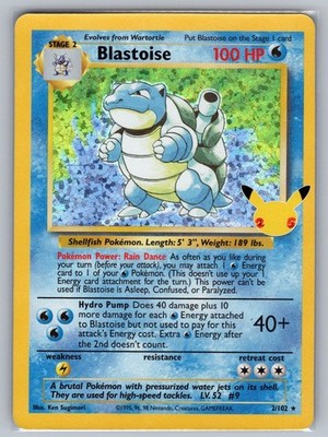 Blastoise 2/102 Celebrations: Classic Collection Pokemon Holo NM