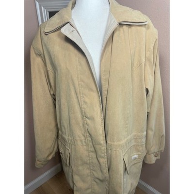 Izzi Outerwear Womens Tan Beige Utility Field Jacket Faux Suede Coat Size M