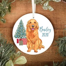 Personalized Golden Retriever Ornament , Christmas Dogs Ornament.