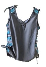 Size XL Women  s Gray And Torquous Tankini Swimsuit Padded Two Piece With Shorts