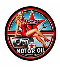 TEXACO GAS STATION STICKER SIGN SEXY WOMAN GASOLINE STATION FILLING STATION