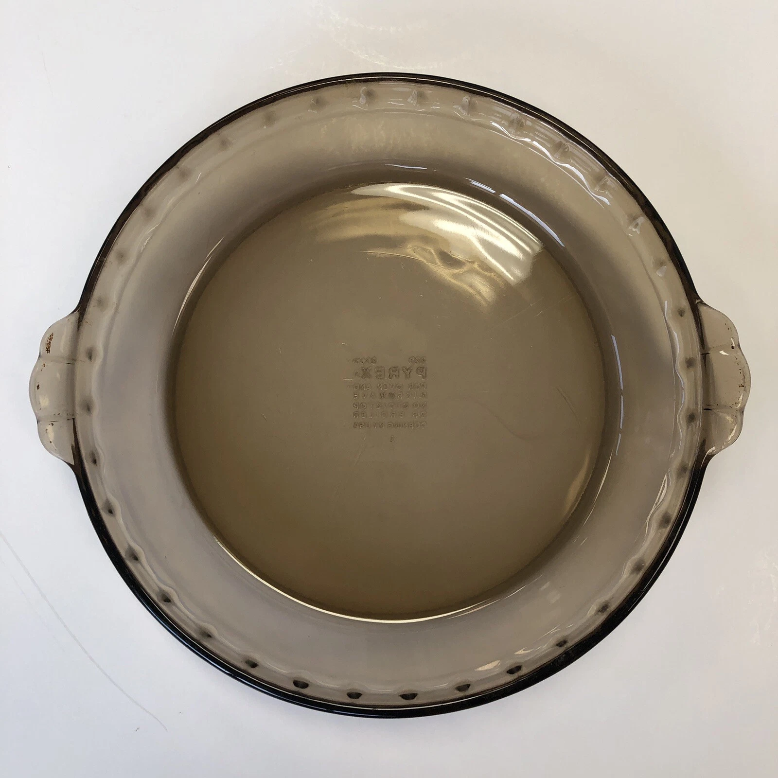 Vintage Pyrex 24cm ~9.5 Inch Fluted Pie Plate/Dish w/ Handles - Brown #229