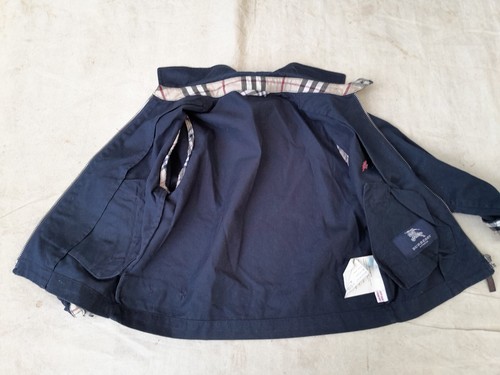 Burberry London Bomber Jacket Boys 4 Blue Chin Strap Nova Check Cotton UnLined - Picture 11 of 15