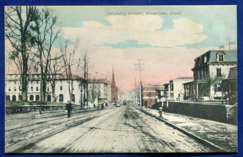 Stamford Connecticut Atlantic Street Postcard #3 - Picture 1 of 2