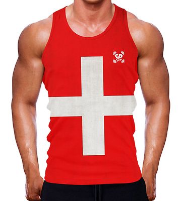 SCHWEIZ FLAGGE BODYBUILDING MUSKEL TANK WESTE ÄRMELLOSES SHIRT GYM TOP HERREN WEAR