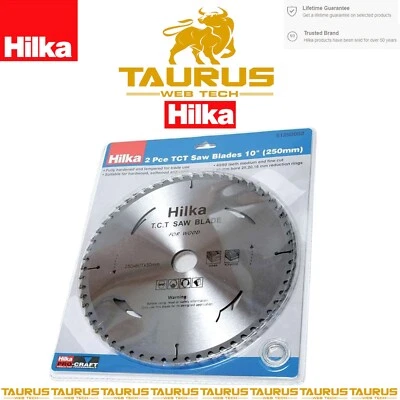 HILKA-TOOLS 2PC HILKA 10" 250mm TCT Saw Blades Hardwood Softwood & Chipboard 40/60 Teeth UK