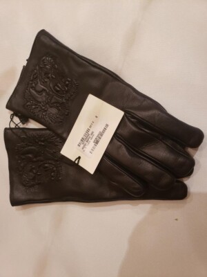Gucci Tiger Embossed Leather Gloves