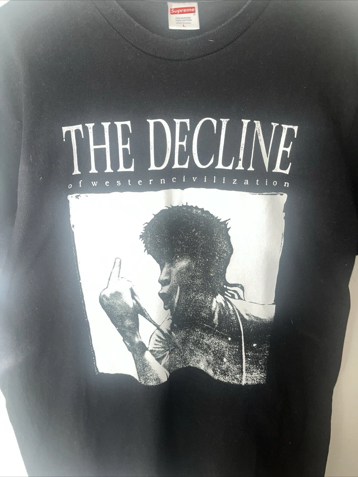 t shirt noir suprême déclin de la civilisation occidentale taille L 